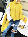 Long Sleeve Turtleneck Knit Pullover Loose Irregular