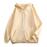Flat Hooded Ins College Windy Loose Zipper Thick Hooded