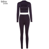 Sisterlinda Women Sporty Active Wear Matching Sets Fall Long Sleeve Tops Tees And Leggings 2 Two Piece Workout Outfits