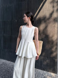 Xixi 2025 Summer New Temperament With The Silk Pure Color Thin Sleeveless Vest Shirt Lady