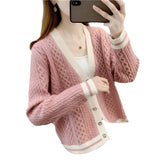 2024 New Short-Sleeved Short Twist Knitted Cardigan Lady's Short Sweater With Loose Sweater-Outfit