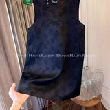 New Chinese Jacquard Pendant Black Satin Vest A-Shaped Dress For Children In Spring 2024-Outfit