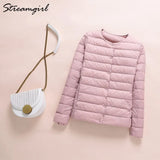Thin Down Jacket Women Large Size Pink Womens Lightweight Down Jackets Ultra Light White Coat Warm Short Jackets