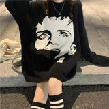 Oversize Long Sleeve O-Neck Sweaters Korean Cartoon Character Sueter Mujer Streetwear Women Harajuku Pullovers