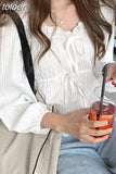 Spring Linen Cotton Shirt Tops Casual Girls White Blouse Women Long Sleeve Korean Women Blouses Femme Soft Blusas