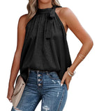 New Summer Style Bowtie Leopard Print Satin Sleeveless Vest-Outfit