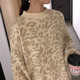 Leopard Sweater Female Autumn Plus Size Batwing Sleeve Oversize Loose Thick Warm Women Winter Knitting Sweater