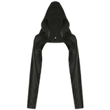 Street Hipster With Hat Ultra-Short Locomotive Leather Long-Sleeved Pure Black Jacket 2024 New Cool-Outfit
