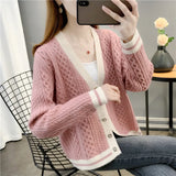 2024 New Short-Sleeved Short Twist Knitted Cardigan Lady's Short Sweater With Loose Sweater-Outfit
