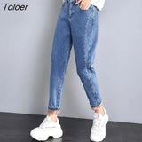 Jeans Pants For Women Plus Size Winter Blue Light blue Solid Skinny Fleeces Thick Pencil Pants with Velvet Denim
