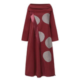 Casual Dress Vintage Dot Print Patchwork Winter Jumper Dress Loose Pullover VONDA Women Sweatshirt