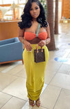 Yellow Sexy Sleeveless Solid bikini Bikini TopTwo Piece Skirt