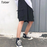 Women Summer BF Loose 2XL Solid Pockets Knee-length Streetwear Safari-style Unisex Womens All-match Wide-leg Fashion