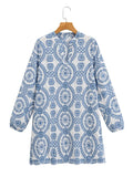 Women's Long-Sleeved Loose Embroidery Dress