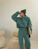 2022 Spring Women Hoodies Sweatshirt Tracksuit Fleece Cotton 2 Pieces Sets Female Pants