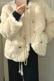 Thick Warm Lamb Wool Coat for Women Loose Casual White Faux Fur Jacket Casacos Femininos Winter 2023 New Goth