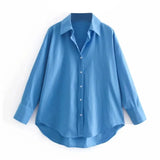 Women Solid Office Lady Shirts Batwing Long Sleeve Turn Down Collar Blouses Candy Color Casual Loose Tops Chemise