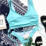 2 Piece Ruched Strings Sleeveless