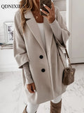 Fall Winter Wool Blends Coat for Women Korean Fashion Thick Warm Woolen Coat Elegant Lapel Blouse Female Overcoat