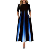New Summer Loose Casual Print Collar Plus-Size Dress Women's