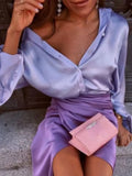 Spring Satin Long Sleeve Women's Shirts Button Up Shirt Cardigan Blouses Fashion Elegant Casual Women Tunics