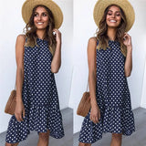 Women Summer Dress Polka Dot Chiffon Sleeveless Beach Mini Casual Yellow Sundress 2021 Fashion Plus Size Dress For