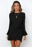 Fashion Autumn Small Horn Ruffled Long Sleeve Slim-fit Bow Elegant High-end