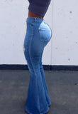 Ripped High Waist Flare
