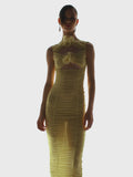 Women's New Sexy Hollow Sleeveless Dress In Long Skirt Flower Decoration Folding Bag Hip