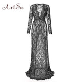 Women Black Lace Dress Sleepwear Floor-Length White See Through Dress Adjust Waist Sexy Hollow Out Vestido Maxi Plus