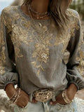 Hot 3D Digital Print Ladies Round Collar Retro Bohemian