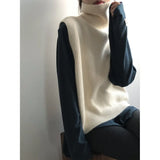 Women's Solid Color High Neck Sleeveless Sweater 2022 Autumn Knitted