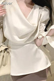Blusas Mujer De Moda Korean Blouse for Wome Long Sleeve Tunic Temperament Shirts Irregular Bandage Vintage Blouses