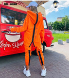 Street Loose Oversized Tracksuit Back Zipper Long Hoodie + Pants Set Winter Alphabet Sportswear Pullover Hip-Hop Two-Piece