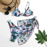 V-Bar Underwire Bikini 2021 New Three Pieces Bikini Set Swimwear Women Push Up Swimsuit Female Bathing Suit Beachwear