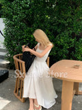 Summer Elegant Midi Dress Korean Clothing Short Sleeve Beach Style Sundress Party Even Office Lady Sexy Corset Dress