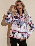 Fashion Print Turndown Collar Long Sleeve