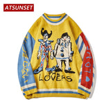 Cartoon Clown Embroidery Sweater Harajuku Retro Style Knitted Sweater Autumn And Winter Cotton Pullover