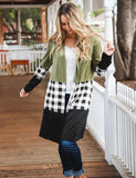 Coat Woman Jacket Plaid Patchwork Jacket Female Open Stitch Spring Autumn Long Sleeve Coat Women Jackets