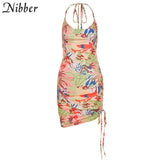 Sleeveless Multicolor Printing Cut Out Mini Wrap Dresses for Women's 2021 Summer Hot Deals Beach Bodycon Elegant