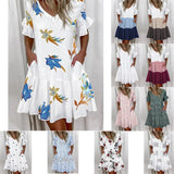 Regular Sleeve Fashion Short Printed Ruffle Pocket