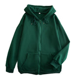 Flat Hooded Ins College Windy Loose Zipper Thick Hooded