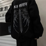 Oversized Sweatshirts Women Gothic Printed Black Couple Hoodies Hip Hop Cool O-neck Autumn Men's Pullovers