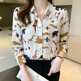 cartoon print ladies shirts Women's Blouses 2021 Spring Autumn Long Sleeve Shirts Tops Blusas
