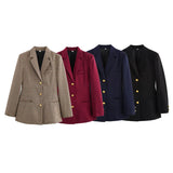 Spring New Fashion Temperament Waist Belt Thousand Bird Gait Suit Coat Women's