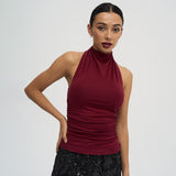 Women's Clothing 2025 Summer New Solid Color Bare Back Sexy Hanging Neck Vest T-Shirt