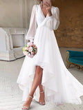 Temperament Elegant Solid Color V-Neck Long Sleeves To Collect Women's Long