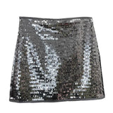 Real Shooting Heavy Industry Flash Shiny Piece High Waist Thin A Short Skirt Picts Anti-Walking Bag Hip Step Skirt