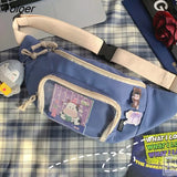 Packs Women Harajuku Fashion All-match Streetwear Stylish Kawaii Chest Bag Canvas Ulzzang Sweet Outdoor Travel Fanny