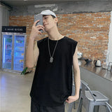 New Chao Brand Ins Sleeveless T-Shirt Men's Korean Version Leisure Sports T-Shirt Bottomed Shirt-Outfit